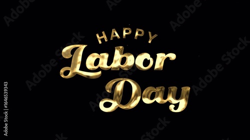 Happy Labor Day text animation with Gold, Silver and red color on Alpha Channel for celebration video promotional content, social media, or video intros related to Labor Day