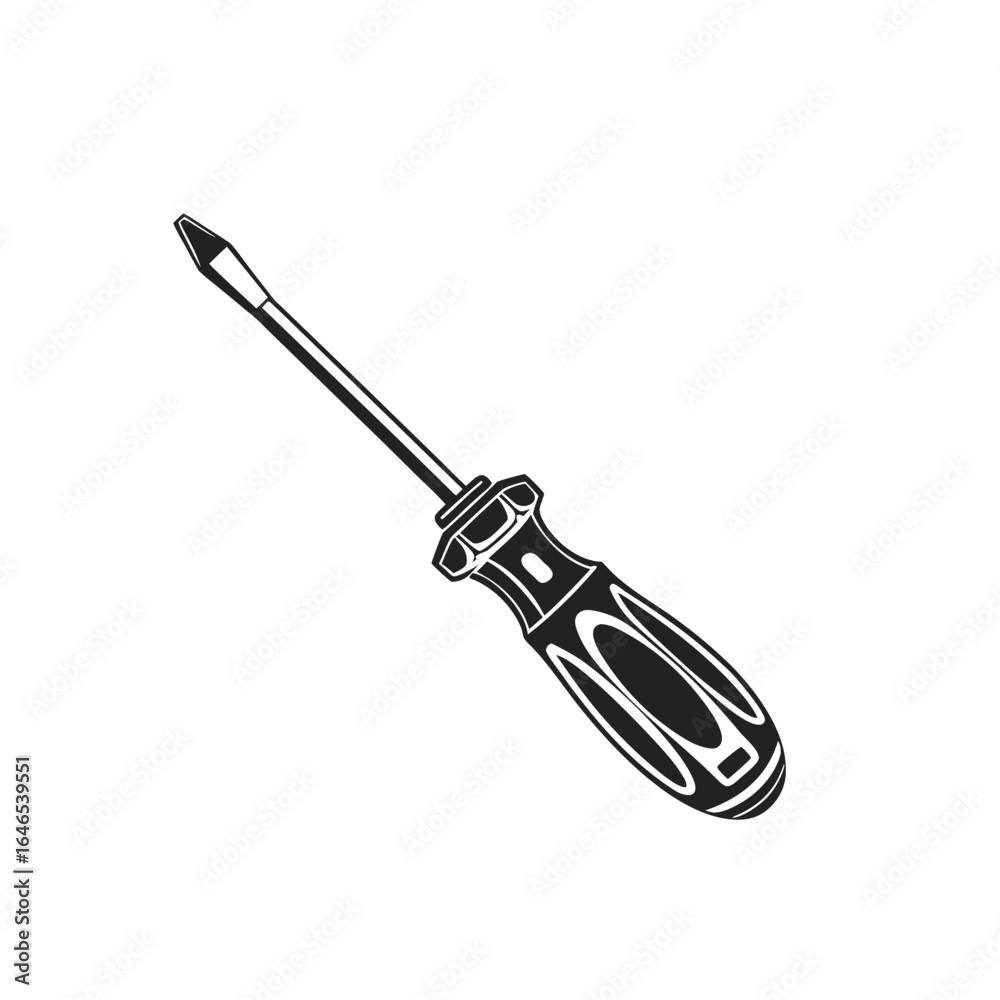 Obraz premium Screwdriver Tool Black Silhouette Minimal Vector Illustration