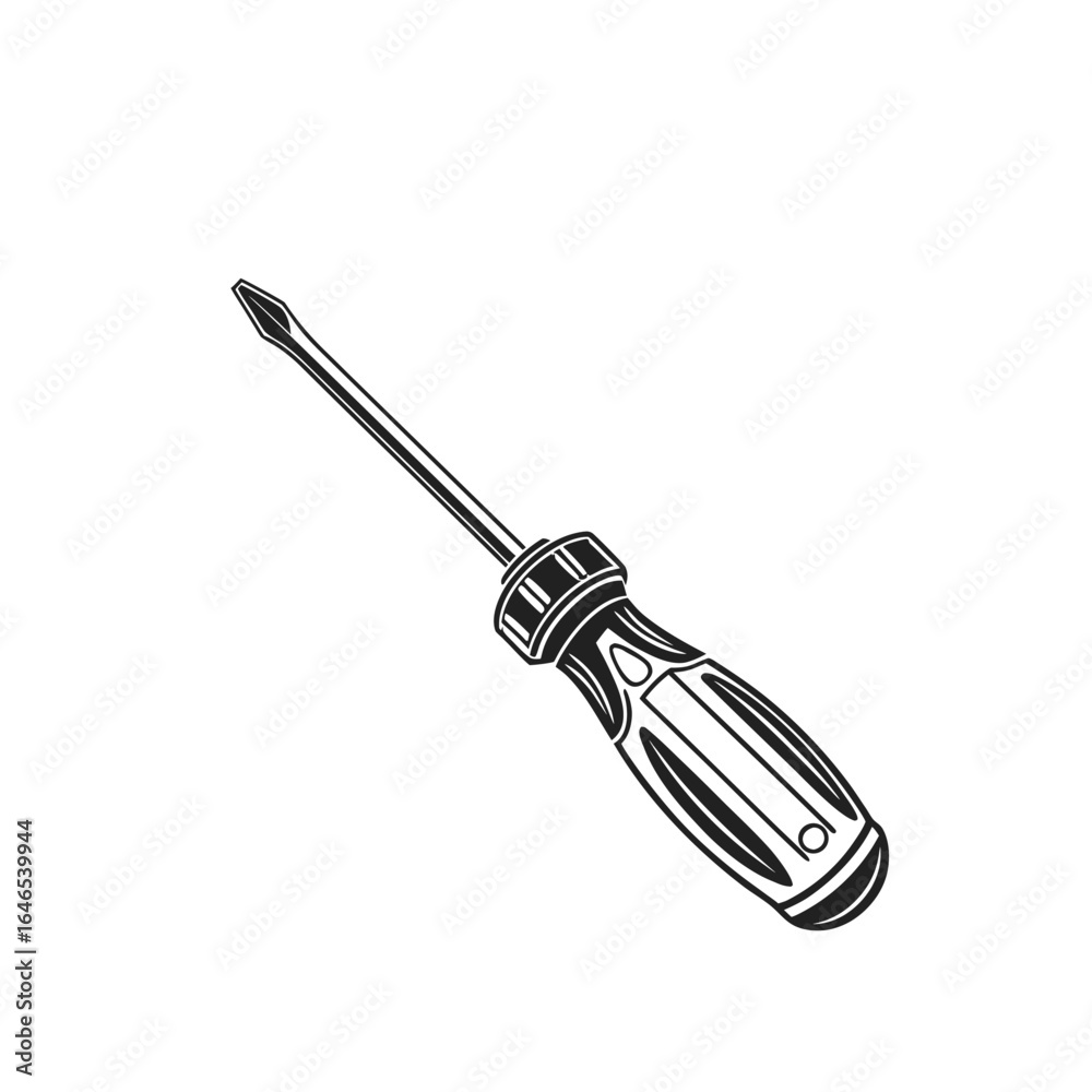Fototapeta premium Screwdriver Tool Black Silhouette Minimal Vector Illustration