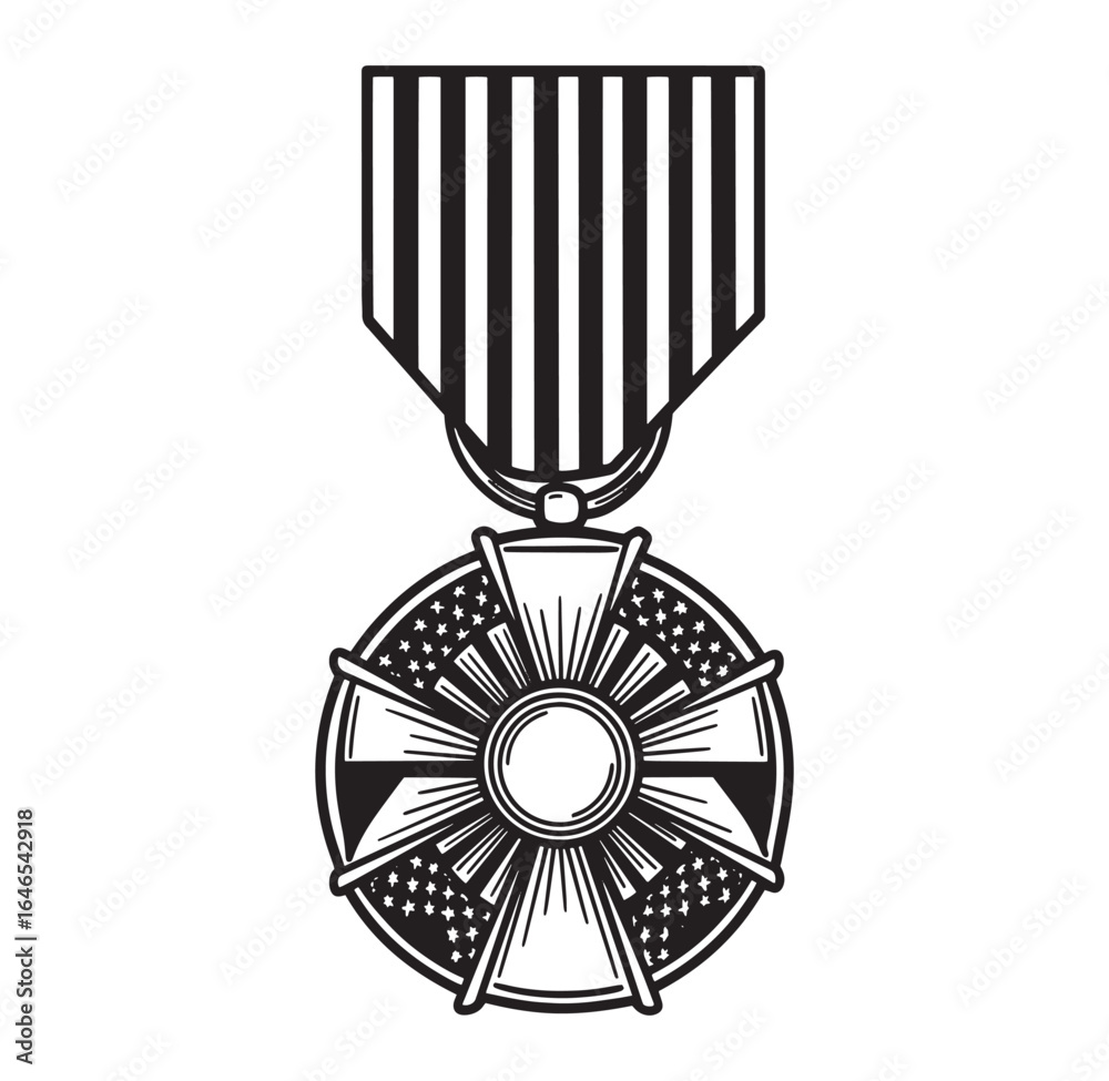 Obraz premium Classic vector illustration of a united states military medal for bravery and heroism