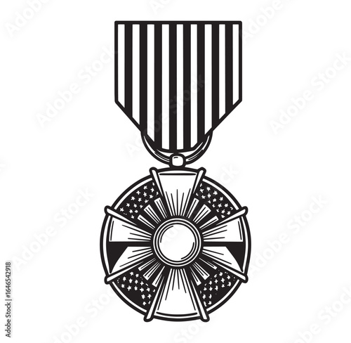 Classic vector illustration of a united states military medal for bravery and heroism