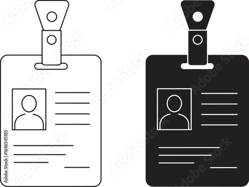 Identification badge line art and silhouette for security or access control concept