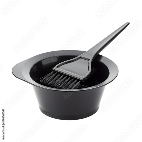 Black hair dye bowl and brush for salon use and hair coloring  