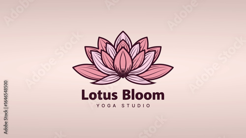 Elegant lotus flower yoga studio logo perfect for branding material, website, and social media.