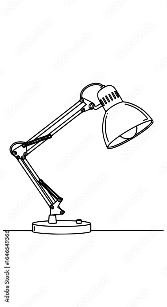 Obraz premium Monochrome vector of a desk lamp with clean outline style