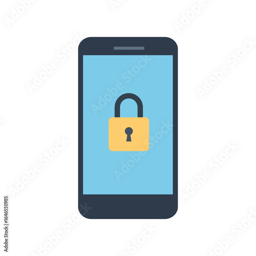 Illustration Design of a Cell Phone with a Padlock in the Middle