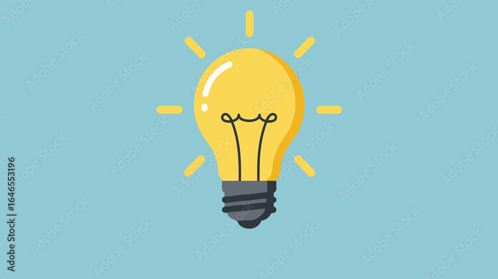 A glowing yellow lightbulb on a blue background, symbolizing an idea, innovation, or creativity. A glowing yellow lightbulb on a blue background, symbolizing an idea, innovation, or creativity.