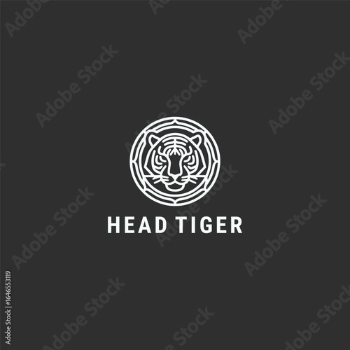 Head tiger logo with fierce, line style for strong and powerful branding.