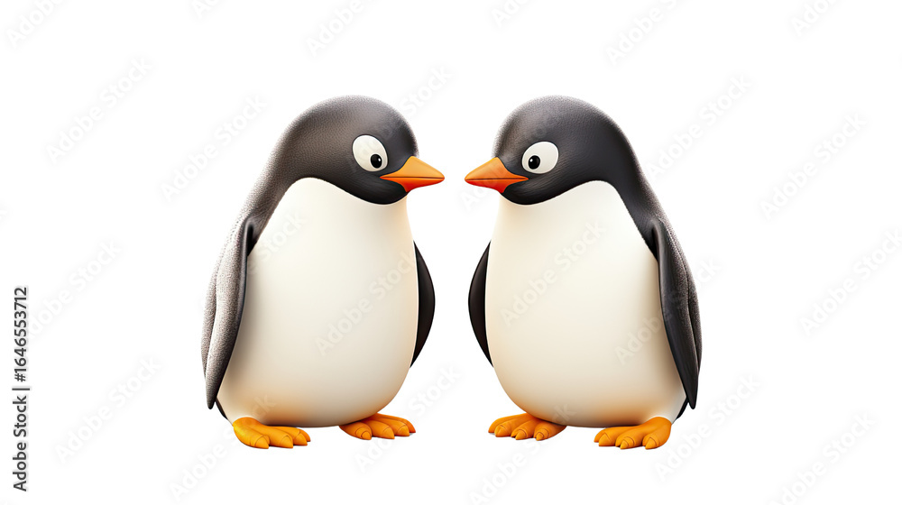 Fototapeta premium pair of penguin in love art adorable on white background