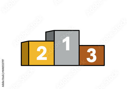 Podium with Numbers 1, 2, and 3 Representing First, Second, and Third Place