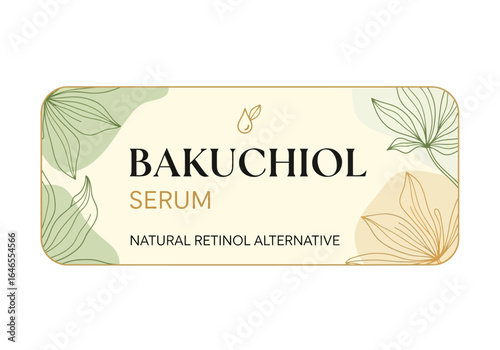 Bakuchiol Serum Label Design Natural Retinol Alternative for Skincare and Anti-Aging