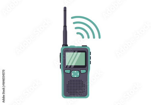 Portable Two-Way Radio Icon Emitting Wireless Signals for Instant Communication and Field Operations