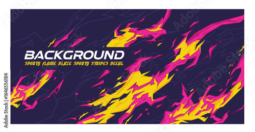 Gaming esport background striking stripes flame banner vector illustration design striking stripes halftone pattern modern abstract fire car decal livery wrap anime pink yellow