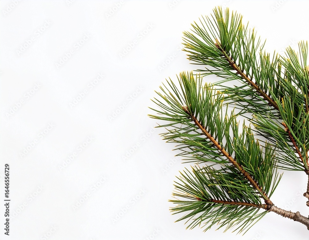 Obraz premium Minimalist Pine Branch Tip – Japanese New Year Motif in Sumi-e Style