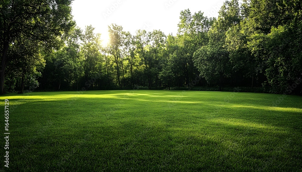 Obraz premium Lush field with trees behind.