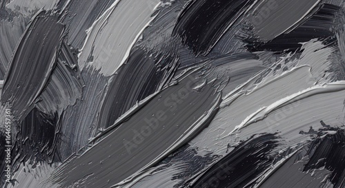 Abstract Oil Painting Texture in Shades of Gray and Black