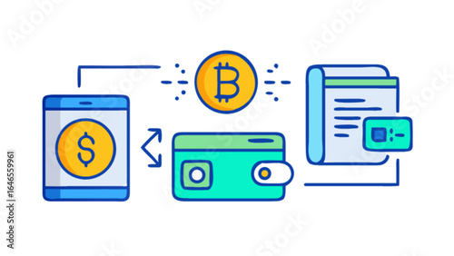 Cryptocurrency bitcoin wallet mobile payment online banking finance transaction digital currency transfer