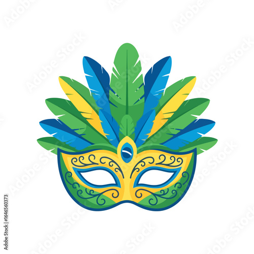 Brazilian Carnival Mask with Feathers Illustration