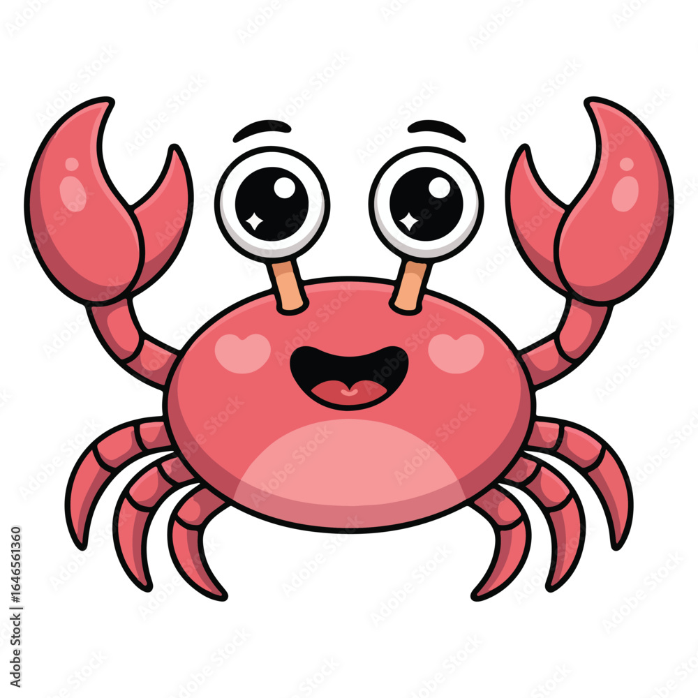 Fototapeta premium Red crab Funny cartoon vector art