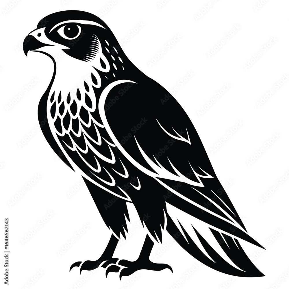 Fototapeta premium Stylized black and white falcon illustration