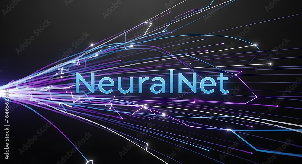 Naklejka premium NeuralNet Abstract Digital Network with Glowing Connections for Technological Concepts