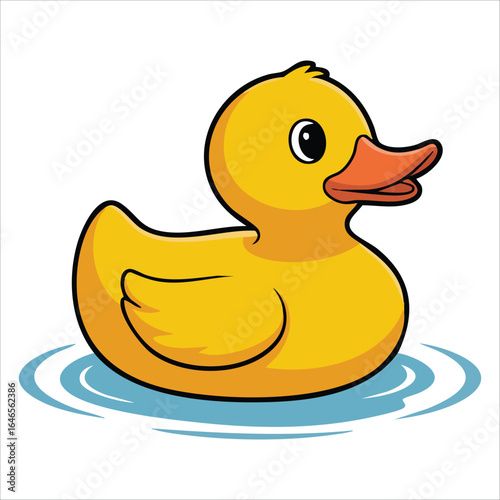 cute floating duck vector illustration white space