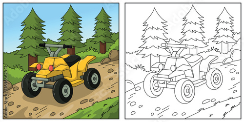 Quad bike coloring page for kids. ATV bike