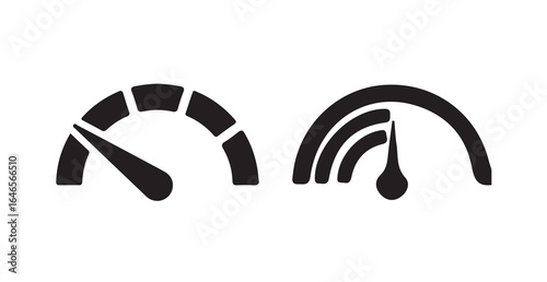 Speedometer icon set, speed indicator icon, Tachometer icon, Fast speed sign low and high barometers, vector illustration eps 10.
