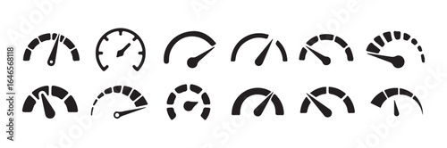 Speedometer icon, Speed indicator sign, Performance concept, Speedometer set, Fast speed sign, Flat simple icon, illustration eps 10.