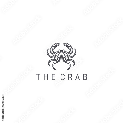 Crab logo with line, sharp style for strong and coastal-inspired branding.