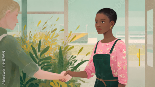 ultrabright scene depicting artificial intelligence as supportive companion for migrants