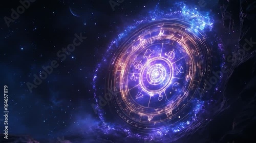 Cosmic Zodiac Wheel with Glowing.