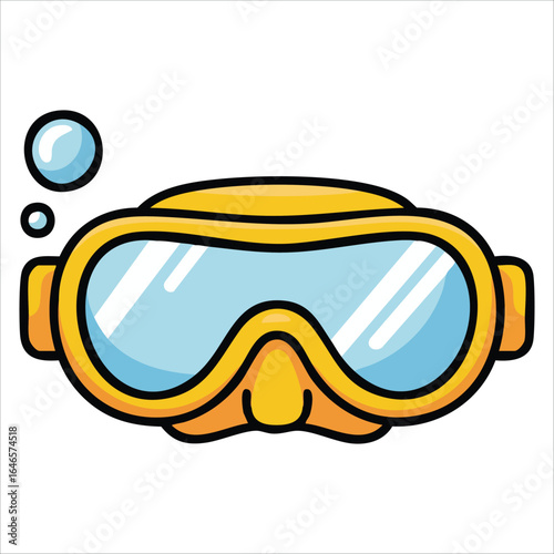 playful yellow snorkel gear vector graphic plain background