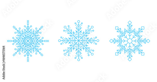 Christmas Snowflakes set, winter snow icon, thin line icon of snowflakes