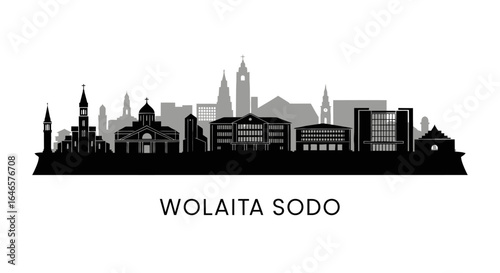 Wallpaper Mural Wolaita Sodo Skyline with Ethiopia, and Black Silhouette. Torontodigital.ca