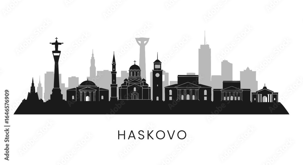 Fototapeta premium Haskovo Skyline with Bulgaria Vector, and Minimal.