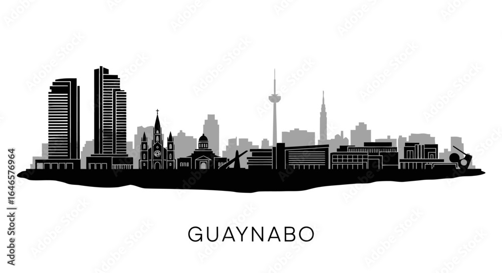 Naklejka premium Guaynabo Puerto Rico Skyline Silhouette Vector.