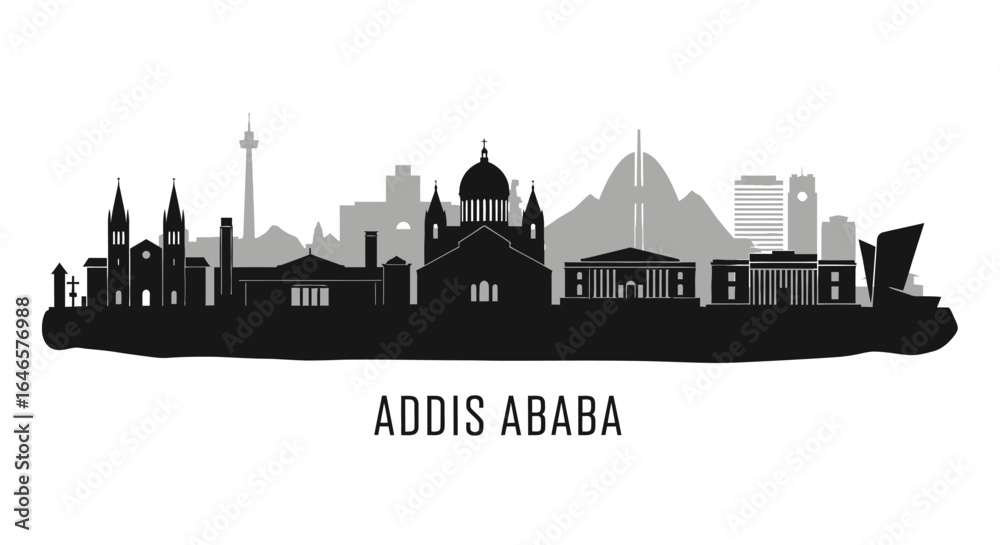 Obraz premium Addis Ababa Skyline with Ethiopia, and Cityscape.