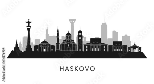 Haskovo Skyline with Bulgaria Vector, and Minimal.