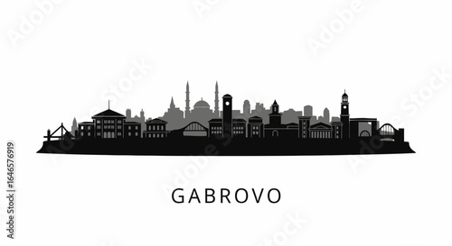 Gabrovo skyline Bulgaria city silhouette.