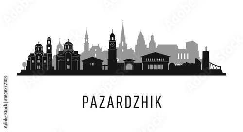 Pazardzhik Skyline with Bulgaria Cityscape Vector.