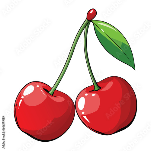 cherry with leaf