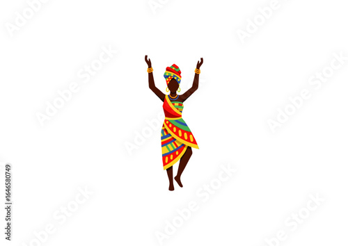 icon of African woman dancing in traditional dress