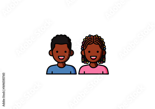 icon of African boy and girl smiling