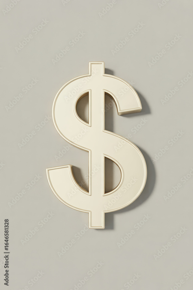Obraz premium An Elegant Cream Dollar Sign Symbolizing Financial Sophistication and Economic Prudence on a Neutral Background