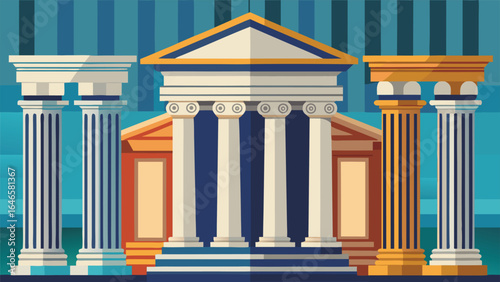 Different types of columns and pillars displayed, highlighting unique architectural features and craftsmanship..eps