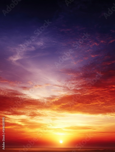 Fiery sunset sky, vibrant colors