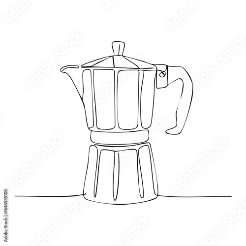 Moka pot coffee maker doodle drawing.