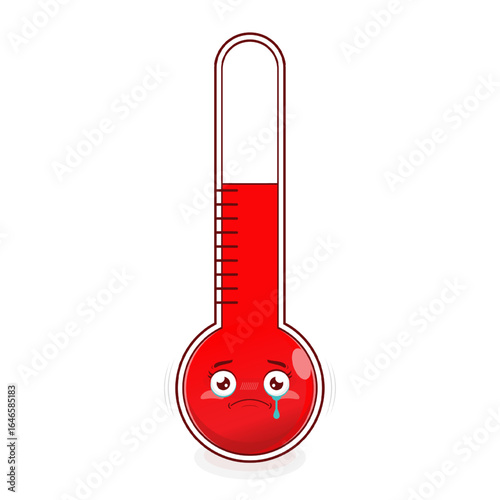 thermometer crying face cartoon cute