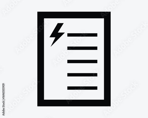 Energy Report Icon Electricity Record Paper Document Checklist Power Information Audit Assessment Performance Usage Bill Statement Repair Sign Symbol